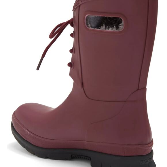 BOGS Amanda Boots Size 6 Burgundy Red Faux Shearling Lined Waterproof Rubber - Picture 3 of 14